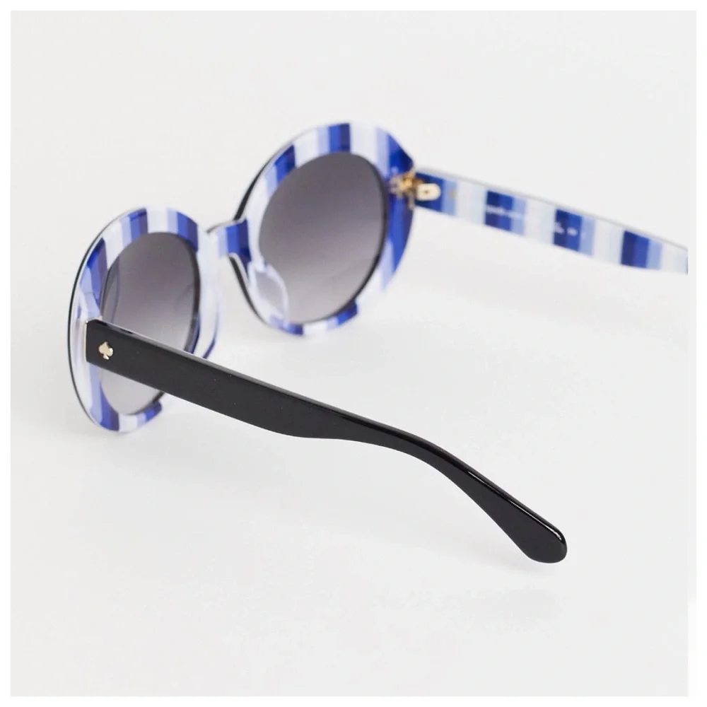 kate spade Black Sunglasses with Blue-Striped Temples